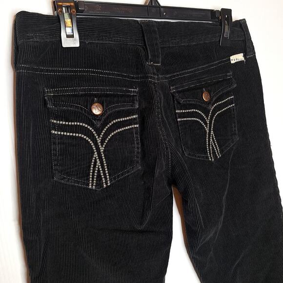 Vintage Y2K Hurley Corduroy Flare Pants Low Rise Black Flap Pockets Bootcut 5 - Picture 8 of 8
